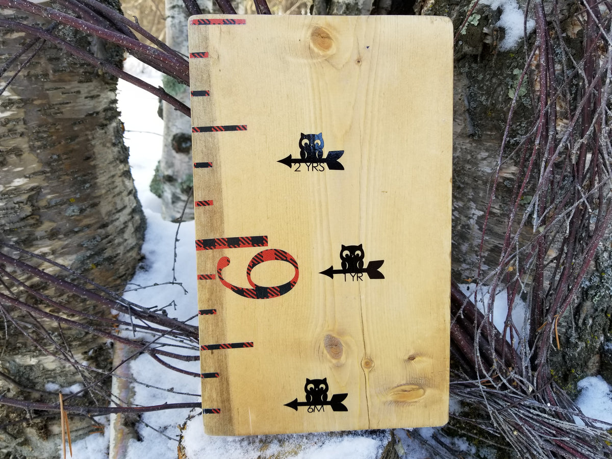 A Owl Growth Chart Arrows with Little Prairie Craft Co. on it.