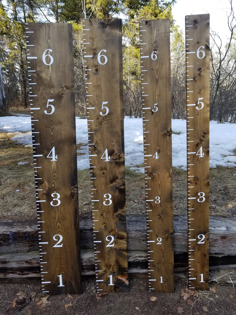 Three Imperial | EASY DIY Growth Chart Vinyl Ruler Kits by Little Prairie Craft Co. with numbers on them.