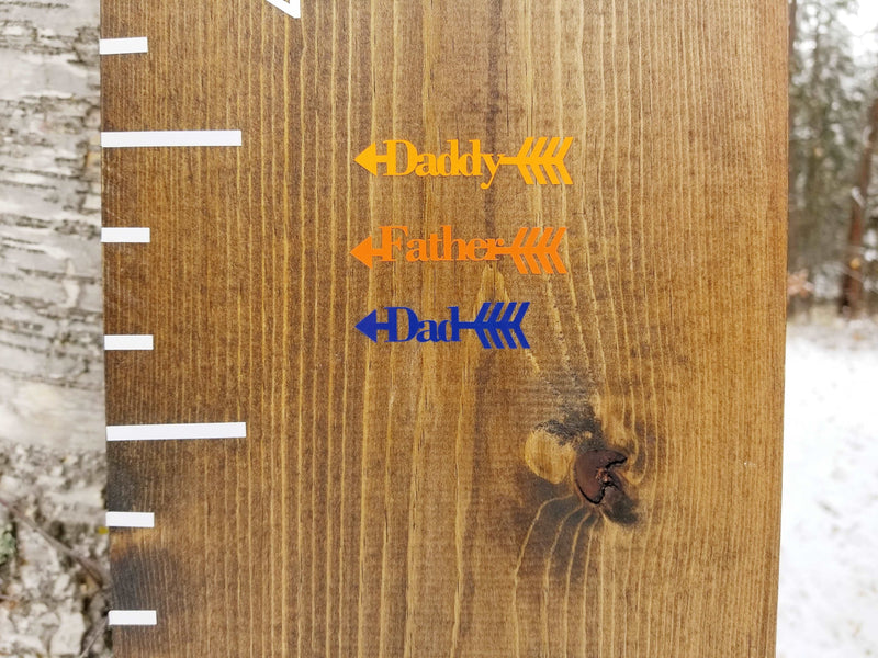 A Classic/Traditional Family Height Markers with arrows on it by Little Prairie Craft Co.