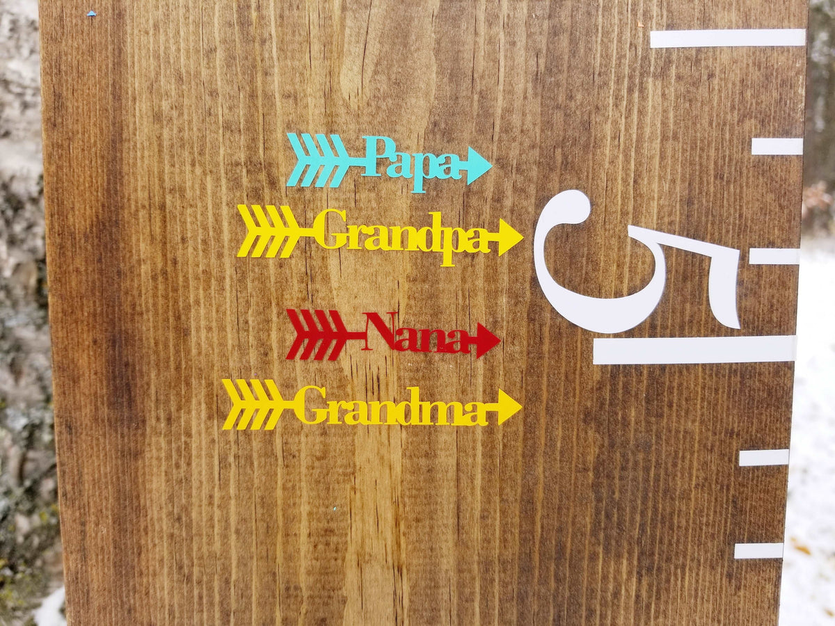 A Classic/Traditional Family Height Markers with arrows on it by Little Prairie Craft Co.