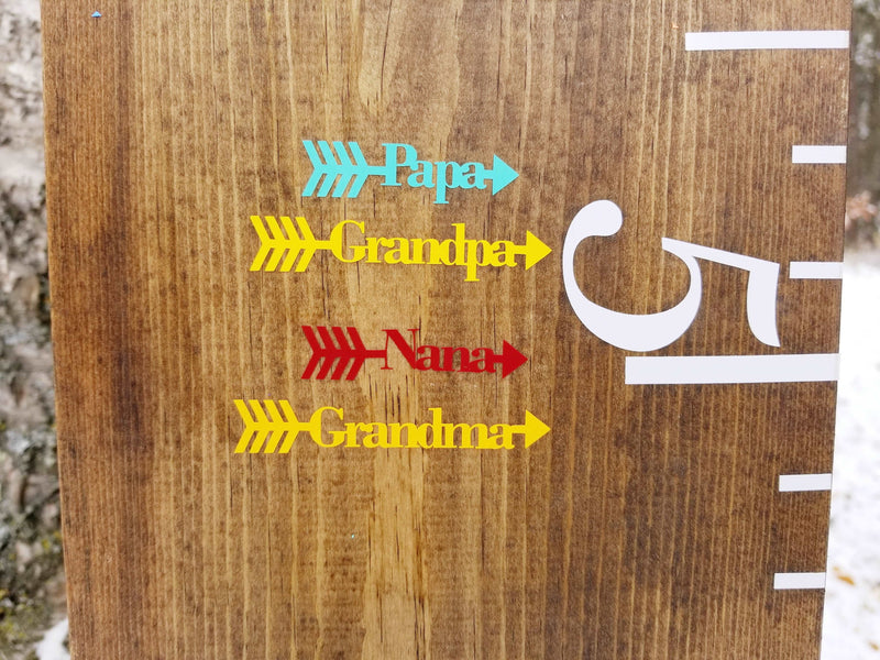 A Classic/Traditional Family Height Markers with arrows on it by Little Prairie Craft Co.