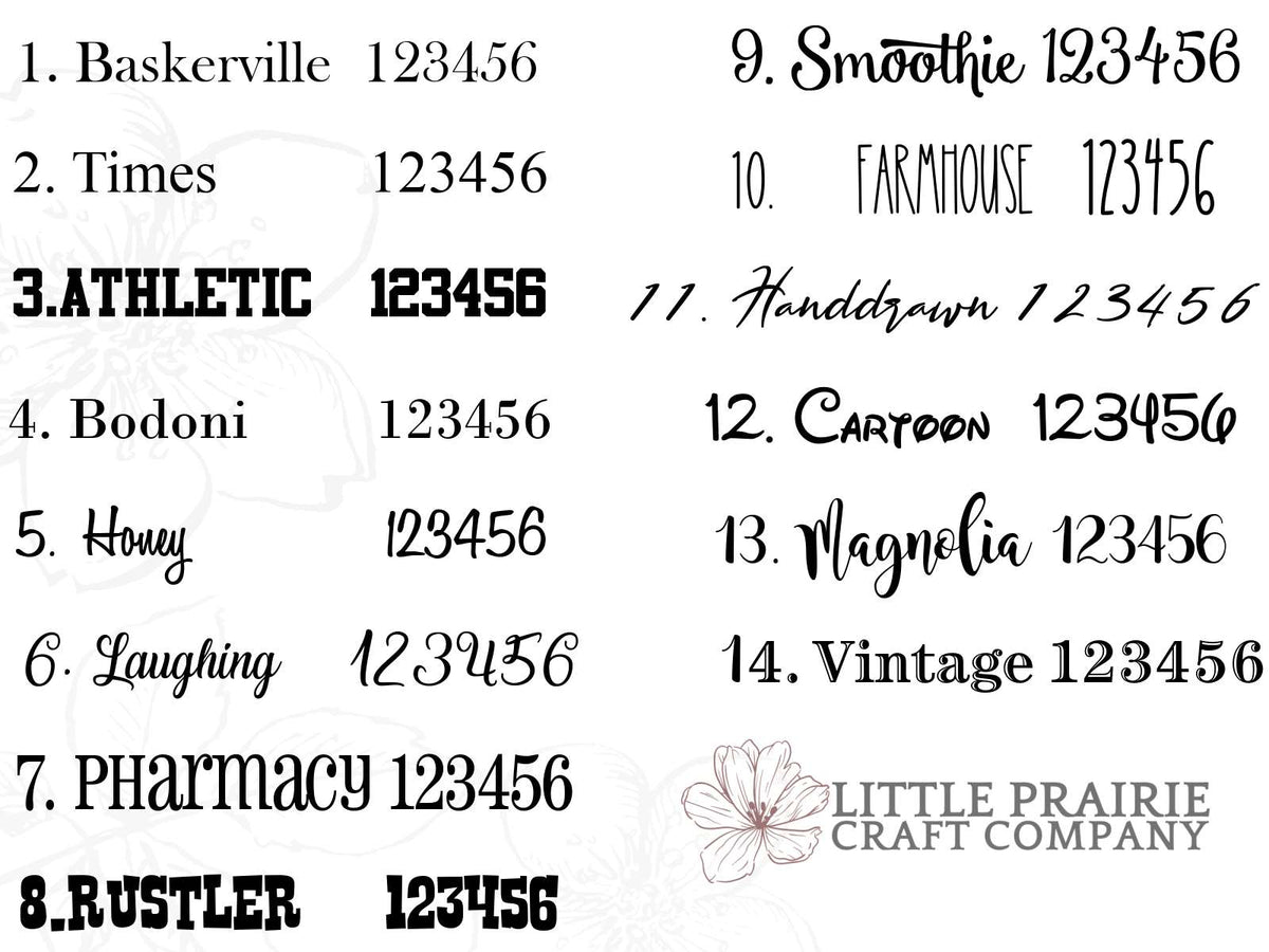 Little Prairie Craft Co. Add a Name to Growth Chart or DIY Decal fonts.