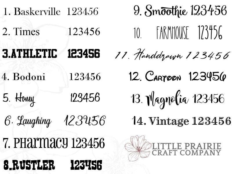 Little Prairie Craft Co. Add a Name to Growth Chart or DIY Decal fonts.
