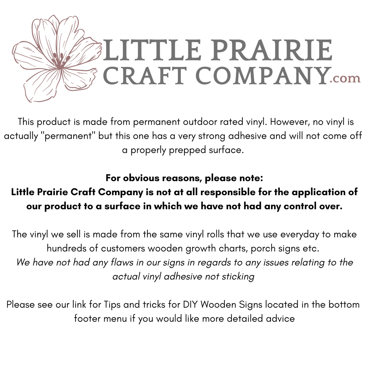 A flyer for the Original DIY Growth Chart Vinyl Ruler Kit by Little Prairie Craft Co.