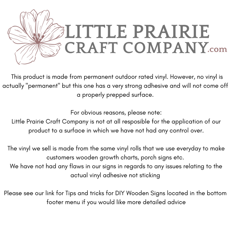 Little Prairie Craft Co. Doe/Buck Parent Height Markers sign.