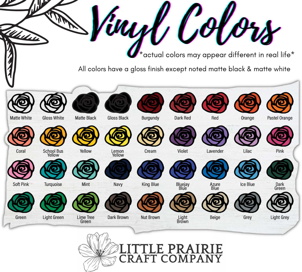 Little Prairie Craft Co. Bear Parent Height Markers vinyl colors.