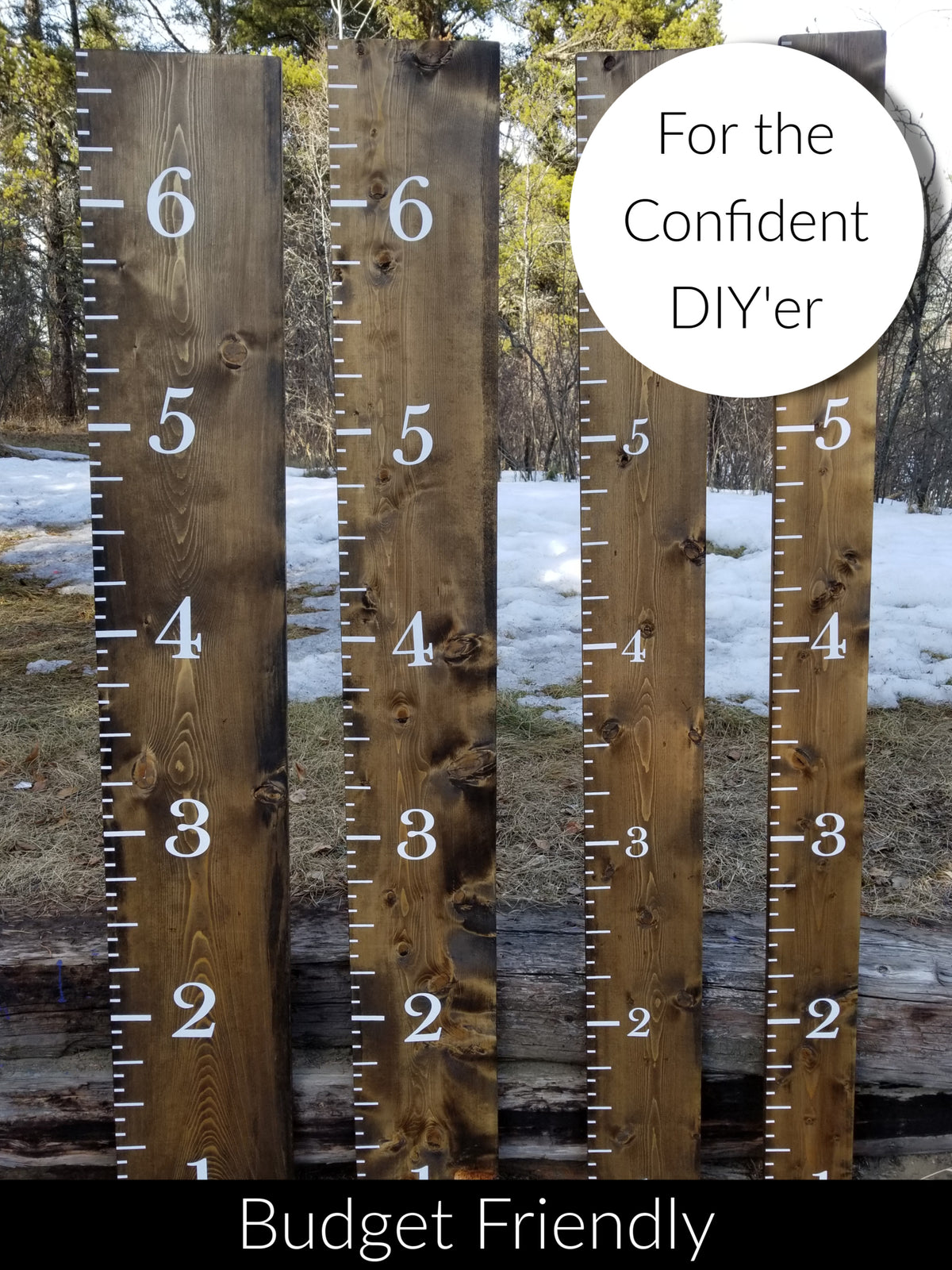 A wooden Original DIY Growth Chart Vinyl Ruler Kit with the words for the confident dyer by Little Prairie Craft Co.
