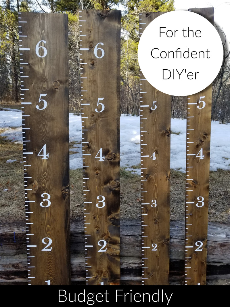 A wooden Original DIY Growth Chart Vinyl Ruler Kit with the words for the confident dyer by Little Prairie Craft Co.