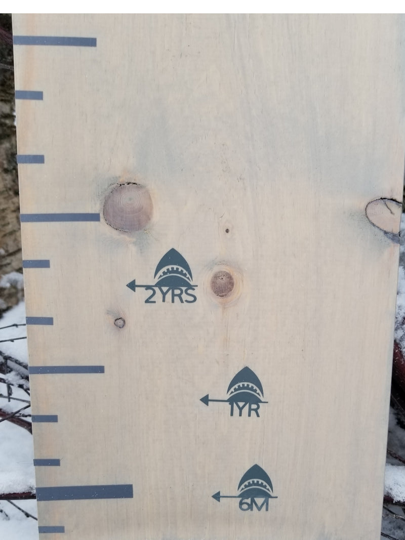 A Shark Height Marking Arrows wooden ruler from Little Prairie Craft Co.