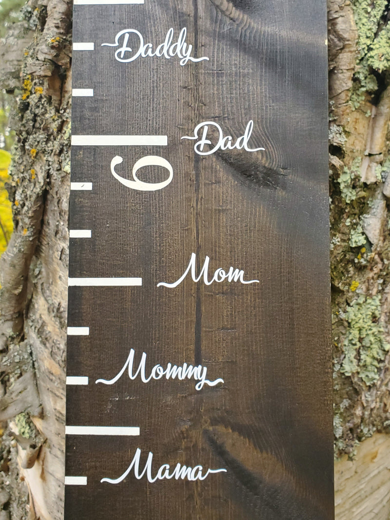 A Written Words Parent Height Markers with the brand name Little Prairie Craft Co.